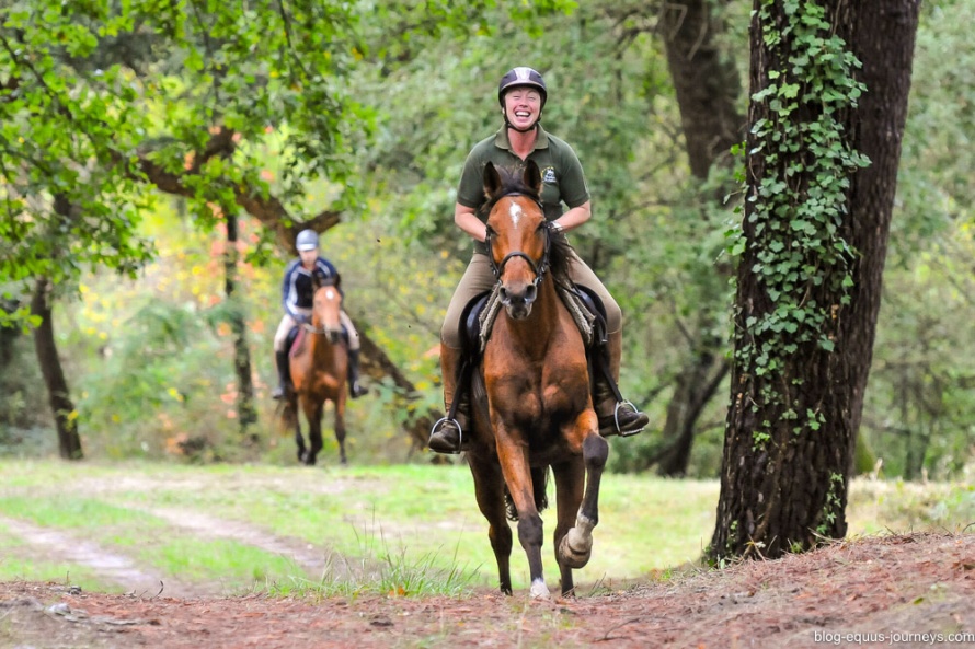 Happy riders on a trail riding holiday in France