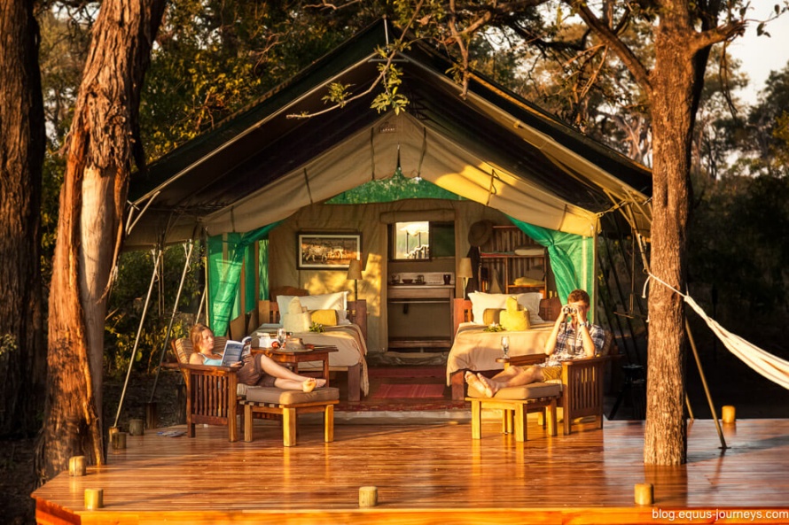 You stay in luxurious safari tents, with running water and flush toilets!