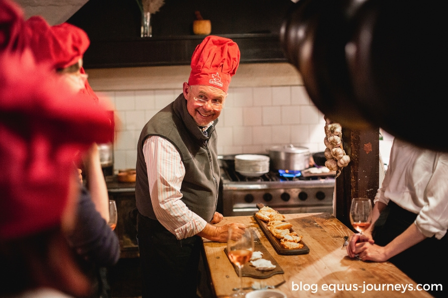 Kevin and guests in the Los Potreros kitchen