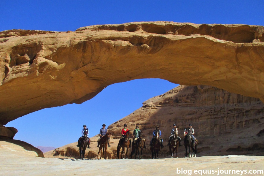 The beautiful geological features of the Wadi Rum on horseback