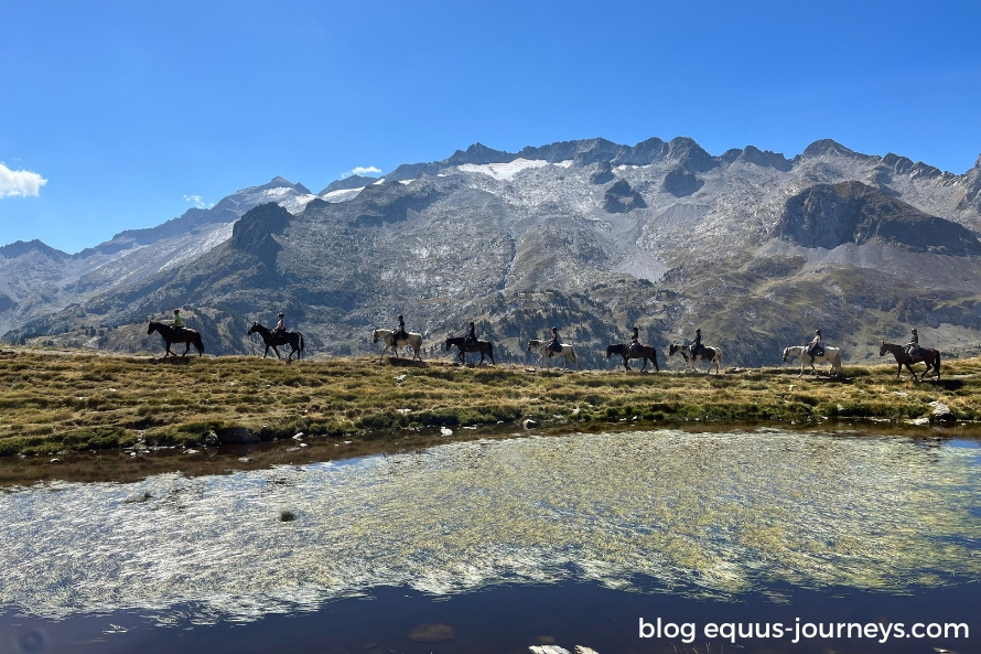 Group riding in the Spanish Pyrenees