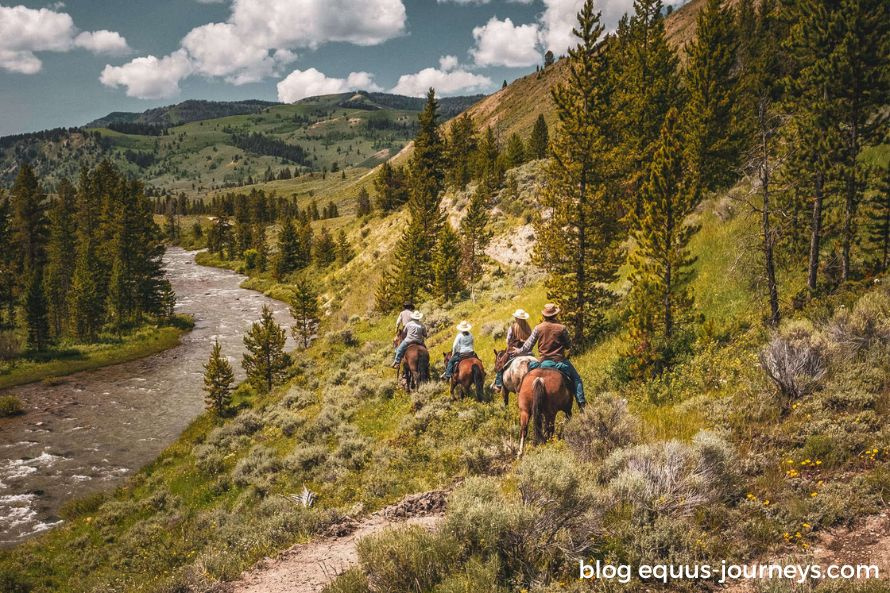 Trail riding in Nine Quarter Circle ranch in Montana